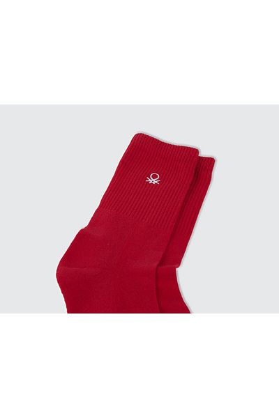 United Colors of Benetton Unisex Red Benetton Logo Socks