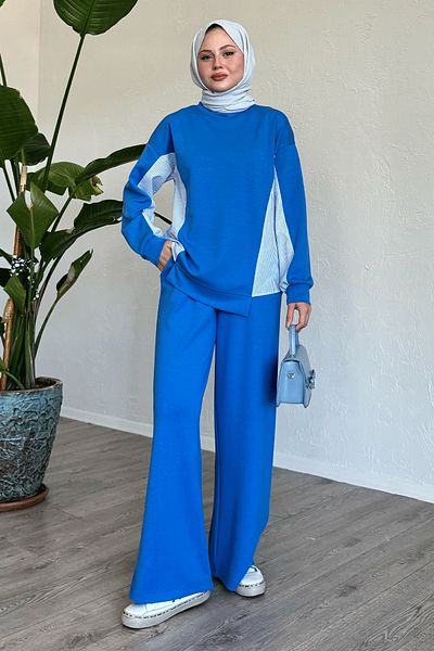 InStyle طقم مزدوج باللون الأزرق - قميص مزين