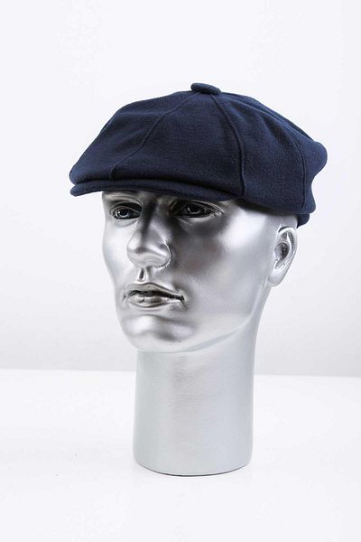 Kravatkolik Men's Navy Blue Wool Cap - Flat Surface Kst94