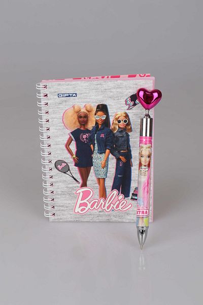 Barbie Licensed Lined Notepad and Heart Head Tip Pen 0.7 Mm 2-Piece