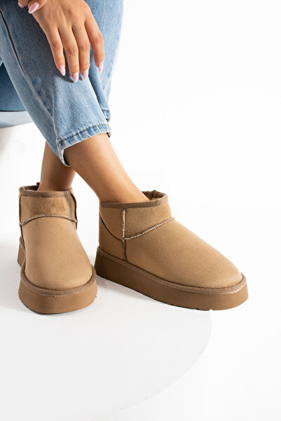 ALANCE Γυναικείες μπότες Moli Mini Suede με γούνα στο εσωτερικό και χοντρή σόλα