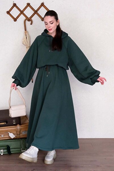 Ceylan Otantik Emerald 3 Yarn Sweat & Skirt Set