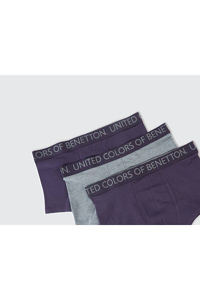 United Colors of Benetton Set boxer din 3 piese pentru bărbați, cu logo-ul cu talie prune