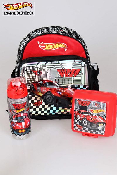HOT WHEELS 32CmSmall Size Single Compartment Kindergarten Pen and Lunch Box - 2 Layer Lunch Box Included