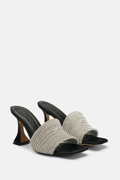 carweza Lia Silver Stone Women's Heeled Slippers