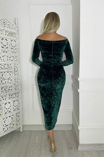 gesmoda M1969 Velvet Madonna Collar Dress Emerald