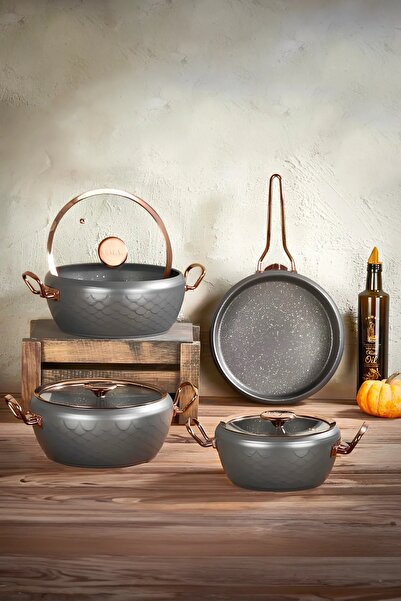 OMS Collection Sirena Antrasit Bakır Granit Tencere 3540-2
