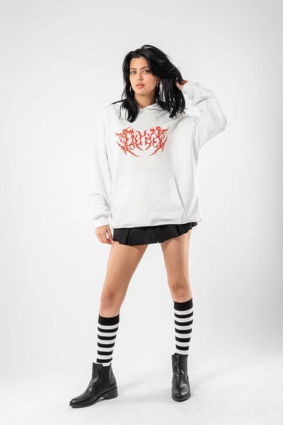 Sekizbiraltı Red Dusk Printed Oversize Unisex White Hoodie