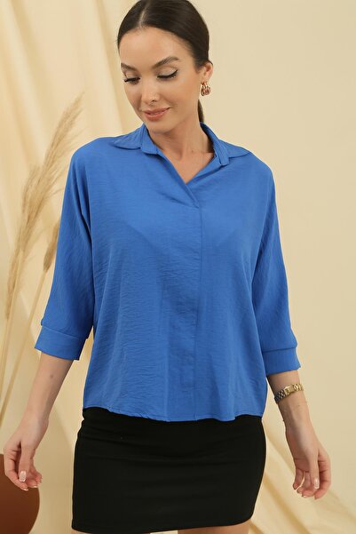 By Saygı Polo Neck Three Quarter Sleeve Ayrobin Blouse