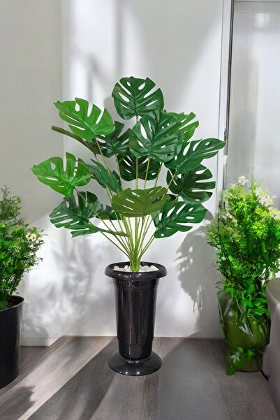 SY Vista Yapay Çiçek - Yapay Monstera (DEVE TABANI AĞACI) 1.3 Metre