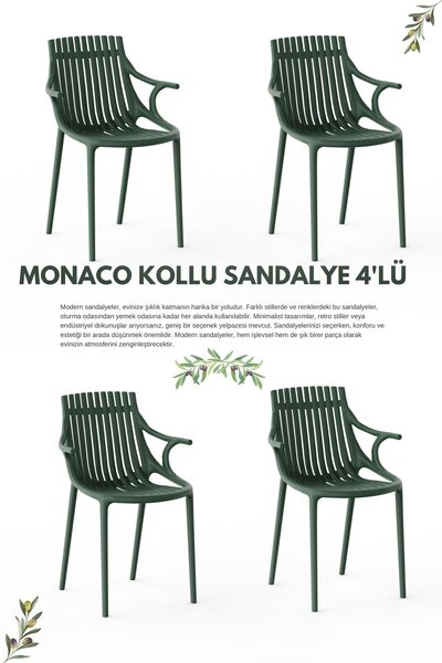 Daim Plastik MONAKO KOLLU  LÜX CAFE &  RESTAURANT  SANDALYESİ 4 Lü Set