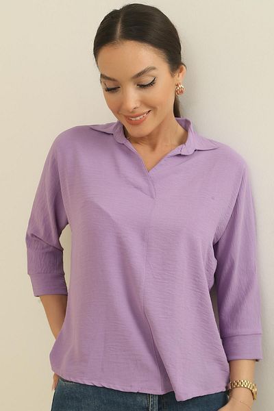 By Saygı Bluză Ayrobin cu mâneci trei sferturi cu gât polo
