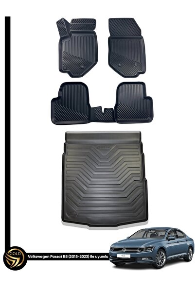 Black Gold Volkswagen Passat B8 2015-2023 3D Havuzlu Paspas + Bagaj Havuzu İk...