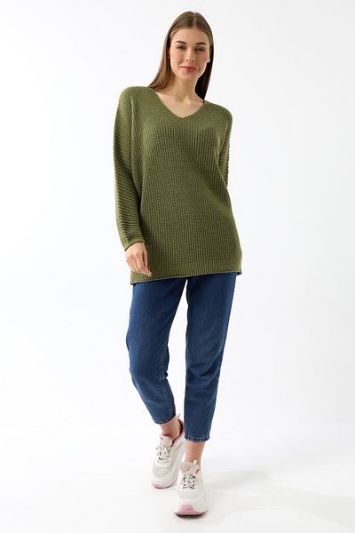 Devinka Women's Oversize Casual V-Neck Knitwear Sweater