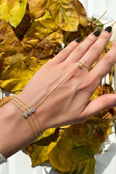 Spossy Silver Jewelry 925 Ayar Gümüş, Gold, 3 Zincirli Şahmeran