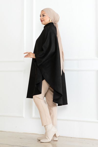 KADEEM Suede Poncho & Black
