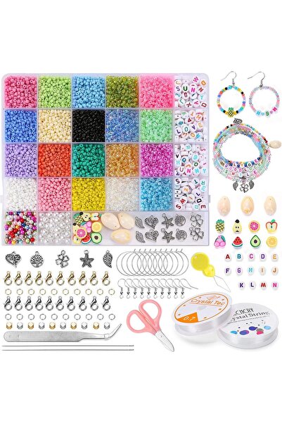 Arabest 9200 pcs Seed Beads Kit,3mm Tiny Glass,Letter Beads for Jewelry Makin...