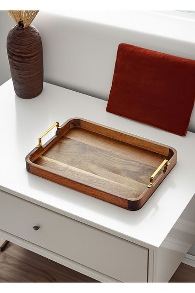The Mia Natura Metal Sleeve Acacia Tray