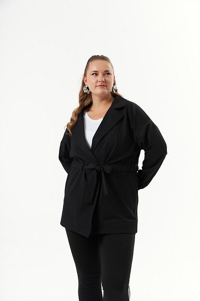 RMG Plus Size Black Jacket - Waist Lace Detail
