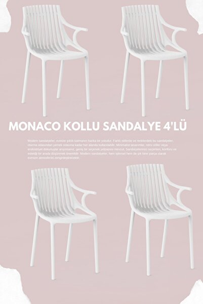 Daim Plastik MONAKO KOLLU  LÜX CAFE &  RESTAURANT  SANDALYESİ 4 Lü Set
