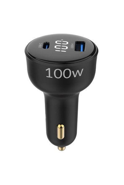 Juo 100W Led Ekranlı Type-C + USB-A Araç Şarj Aleti iPhone & Android & Notebook Araç içi Şarj Cihazı