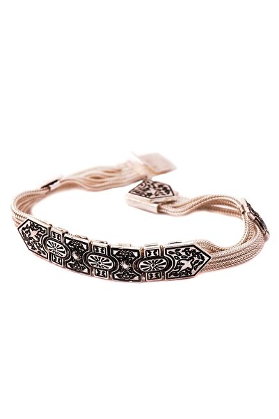 Sümer Telkari Midyat Taş Evleri Motifli Hasır Gümüş Bileklik 1177