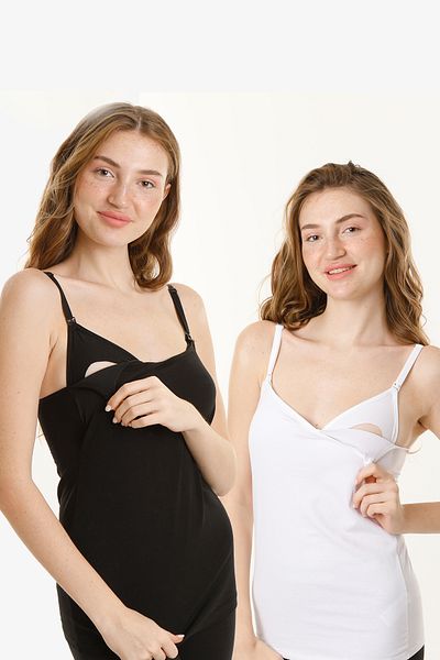 par lingerie pl Maternity Covered Breastfeeding Undershirt Set of 2 White-White