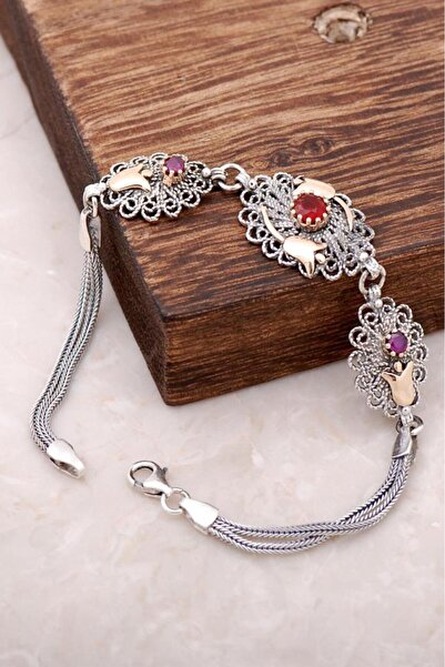 Sümer Telkari Laleli Telkari İşlemeli Gümüş Tasarım Bileklik 2945