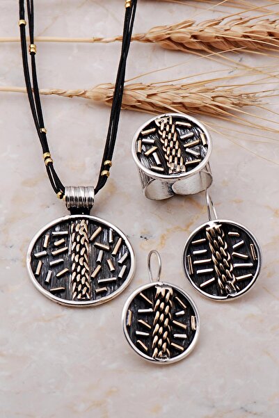 Sümer Telkari Elişi Sarma Tasarım Otantik Gümüş Set 1982