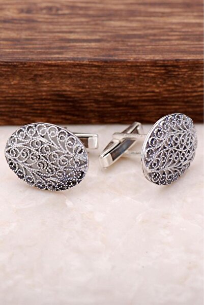 Sümer Telkari Telkari İşlemeli  Gümüş Kol Düğmesi 74