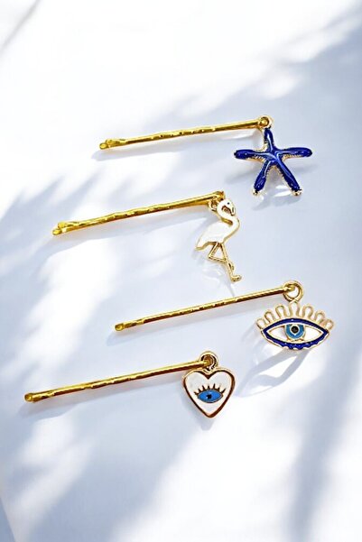 PETEK AKSESUAR 4 bucăți Blue Figured Flamingo Starfish Evil Eye