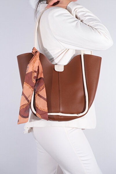 La La'Graccio Paris La'Graccio Paris Women's Golden Scarf Makeup Bag Shoulder Bag Tan Cream