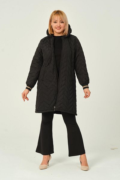 GLR&GYM MÜJGAN LARGE SIZE WOMEN'S TESETTUR WITH WELBOA SLEEVE ELASTIC INSIDE WINTER QUILTED COAT