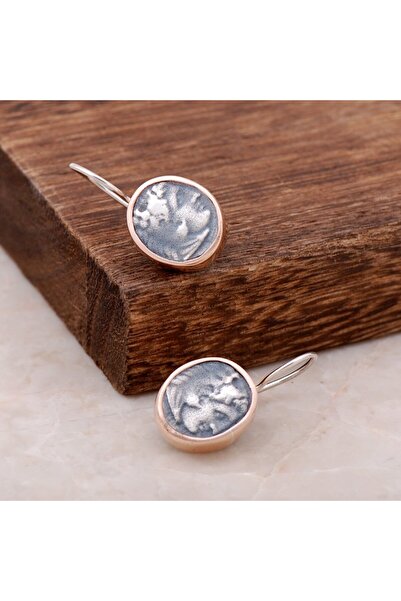 Sümer Telkari Antik Para Tasarımlı Gümüş Elişi Küpe 2595