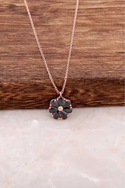 Sümer Telkari Papatya Tasarım Rose Gümüş Kolye 4119