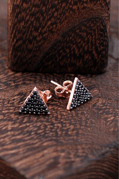 Sümer Telkari Üçgen Rose Gümüş Küpe 2425