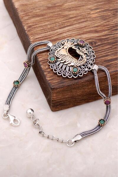 Sümer Telkari Şahmeran Tasarımlı Elişi Telkari Gümüş Bileklik 2935