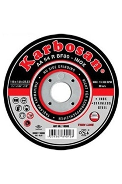 KARBOSAN 25 Adet Inox Metal Kesme Taşı 115x1.0x22 Mm Inox Kesici Disk
