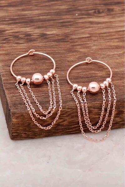 Sümer Telkari Rose Gümüş Sallantılı Tasarım Halka Küpe 3962