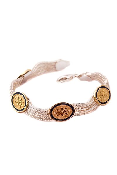 Sümer Telkari Asur Motifli Hasır Sarma Gümüş Bileklik 1145