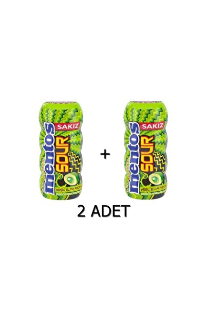 Mentos Sour Yeşil Elma Aromalı Şekersiz-Tatlandırıcılı Ekşi Draje Sakız 30g (...