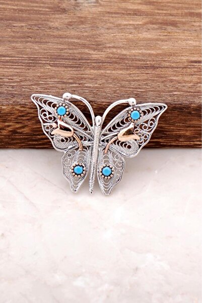 Sümer Telkari Kelebek Tasarım Elişi Telkari Gümüş Broş 287
