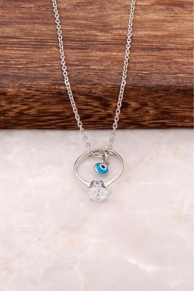 Sümer Telkari Tek Taş Rodyumlu Gümüş Kolye 1937