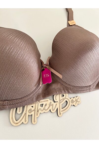 F.K Non-Padded Wire C Cap Glossy Fabric Gathering Bra