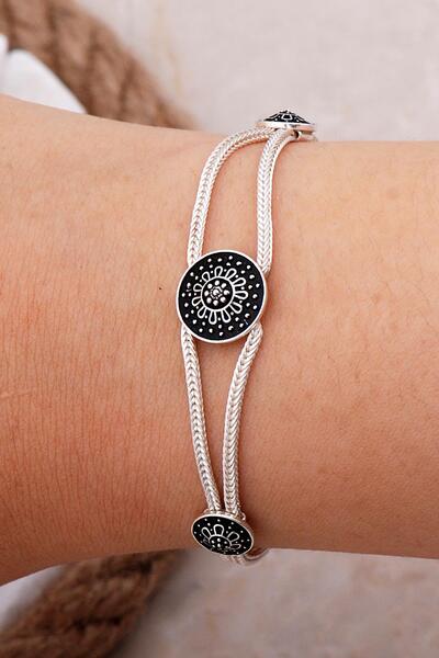 Sümer Telkari Hitit Motifli Midyat Hasırı Gümüş El Yapımı Bileklik 2374