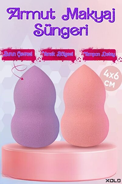 xolo Armut Makyaj Süngeri Latex Free Islak Kuru 2 Adet Set