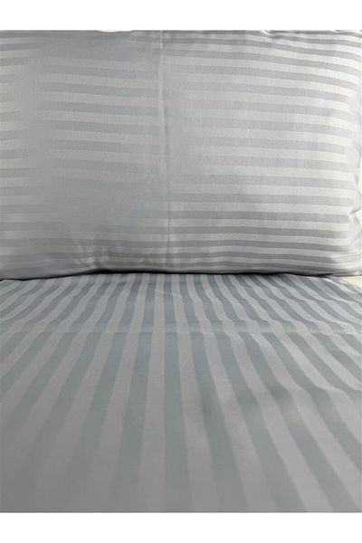 Mrs.Gugar Striped Satin Light Gray 2 Pieces 50X70 Pillow Cases