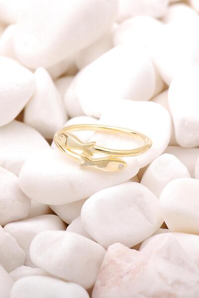 Sümer Telkari Balık Tasarım Altın Yaldızlı Gümüş Yüzük 3511