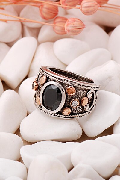 Sümer Telkari Oniks Taşlı Çekiç Dövme Elişi Gümüş Yüzük 318