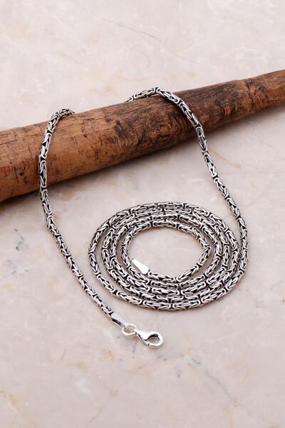 Sümer Telkari Kral Zincir 2 Mm 65 Cm Elişi Gümüş Erkek Kolye 7163